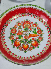 Набор декоративных тарелок винтажный Steinbock / Email Studio в ярких тонах, ручная работа, 4 шт., фарфор, 10 см, Австрия, 1970-80гг.