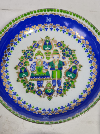 Набор декоративных тарелок винтажный Steinbock / Email Studio в ярких тонах, ручная работа, 4 шт., фарфор, 10 см, Австрия, 1970-80гг.