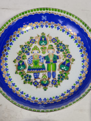 Набор декоративных тарелок винтажный Steinbock / Email Studio в ярких тонах, ручная работа, 4 шт., фарфор, 10 см, Австрия, 1970-80гг.