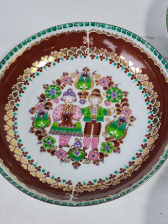 Набор декоративных тарелок винтажный Steinbock / Email Studio в ярких тонах, ручная работа, 4 шт., фарфор, 10 см, Австрия, 1970-80гг.