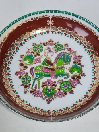 Набор декоративных тарелок винтажный Steinbock / Email Studio в ярких тонах, ручная работа, 4 шт., фарфор, 10 см, Австрия, 1970-80гг.