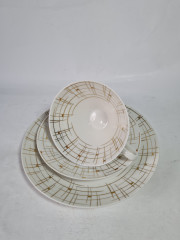 Чайное трио винтажное Kerze Symbol в бело-золотых оттенках, фарфор, Германия, 1960-70гг.