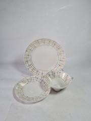 Чайное трио винтажное Kerze Symbol в бело-золотых оттенках, фарфор, Германия, 1960-70гг.