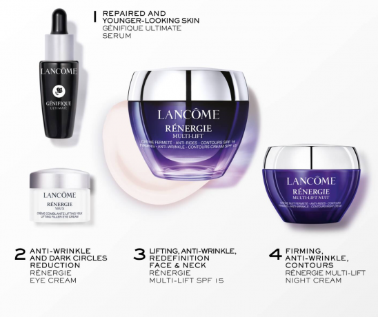 Lancome Rénergie Multi-Lift Creme Set Набор для ухода за кожей лица, включающий сыворотку для дневного и ночного применения, крем для глаз, дневной крем