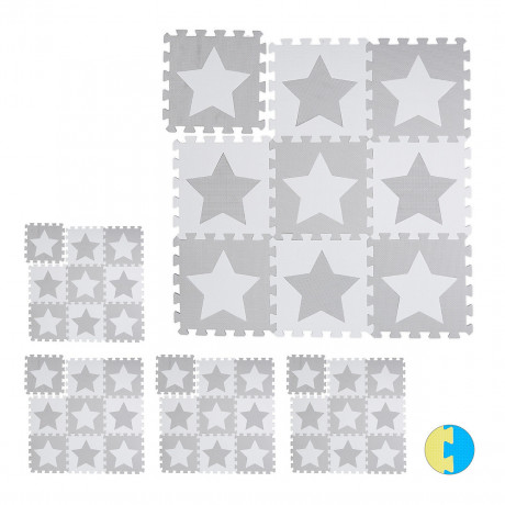 relaxdays 45 x Puzzlematte Sterne weiss-grau 45 x коврик-пазл звезды бело-серый