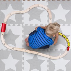 relaxdays 45 x Puzzlematte Sterne weiss-grau 45 x коврик-пазл звезды бело-серый