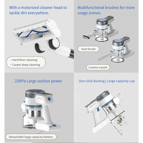 LIECTROUX LIECTROUX Akku-Hand-und Stielstaubsauger i7 Akku-Staubsauger, leistungsstarke 250 W, HEPA-Filterung, 250,00 W, Beutellos, 22 KPA Saugleistung, 40 Minuten Arbeitszeit, HEPA-Filter  Беспроводной ручной пылесос LIECTROUX Беспроводной пылесос i7, мо