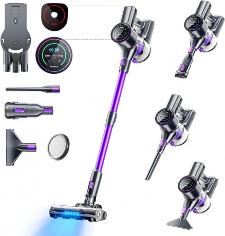 SMARTAI SMARTAI Akku-Hand-und Stielstaubsauger, 400,00 W, Beutellos, 2LEDs Handstaubsauger Staubsauger Kabellos 8-in-1Staubsauger Beutellos Беспроводной ручной пылесос SMARTAI, 400,00 Вт, без мешка, ручной пылесос с 2 светодиодами, беспроводной пылесос 8