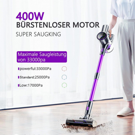 SMARTAI SMARTAI Akku-Hand-und Stielstaubsauger, 400,00 W, Beutellos, 2LEDs Handstaubsauger Staubsauger Kabellos 8-in-1Staubsauger Beutellos Беспроводной ручной пылесос SMARTAI, 400,00 Вт, без мешка, ручной пылесос с 2 светодиодами, беспроводной пылесос 8