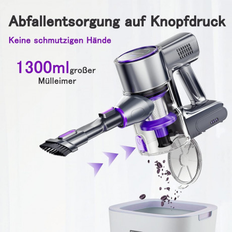 SMARTAI SMARTAI Akku-Hand-und Stielstaubsauger, 400,00 W, Beutellos, 2LEDs Handstaubsauger Staubsauger Kabellos 8-in-1Staubsauger Beutellos Беспроводной ручной пылесос SMARTAI, 400,00 Вт, без мешка, ручной пылесос с 2 светодиодами, беспроводной пылесос 8