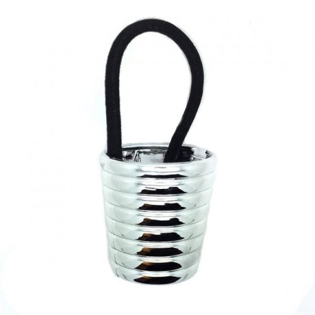 SOHO Pferdeschwanz Halter Manschette mit Rillen Silber Манжета-держатель для конского хвоста с желобками