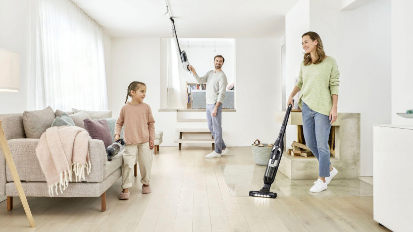 BOSCH BOSCH Akku-Hand-und Stielstaubsauger Flexxo Serie 4 BBH3P2801, 28 V, Power Duse mit LED, beutellos, integriertes Zubehor, Schwarz Беспроводной ручной пылесос BOSCH Flexxo Series 4 BBH3P2801, 28 В, мощная насадка со светодиодом, без мешка, встроенны