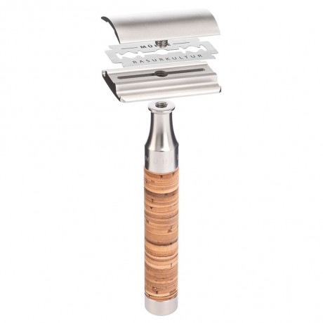 Muhle Rocca 3 tlg Rasierset Silberspitz, Griff Birkenrinde  Бритвенный набор Rocca из 3 предметов, серебряный наконечник, ручка из бересты