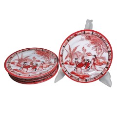Japan porcelain, Японский Фарфор Набор из шести коллекционных тарелок "Гейши", 17см х 2см