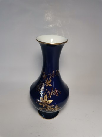 Lindner Kueps Bavaria Kobalt, Линднер Купс Бавария Коллекционная кобальтовая Ваза с позолотой, художник Marle, Германия 1960-65г.