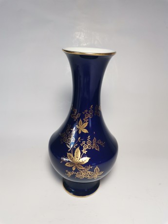 Lindner Kueps Bavaria Kobalt, Линднер Купс Бавария Коллекционная кобальтовая Ваза с позолотой, художник Marle, Германия 1960-65г.