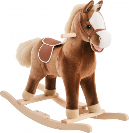 HOMCOM Rocking Horse, Brown, L74 x W33 x H62 cm (model 330-091) Игрушка-качалка Лошадка HOMCOM, коричневая, длина 74 x ширина 33 x высота 62 см
