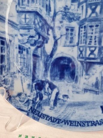 Kirner & Steiner Винтажная коллекционная тарелка "Нойштадт-ан-дер-Вайнштрасе", 20см, Германия, 1970г.