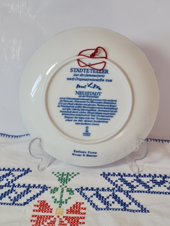 Kirner & Steiner Винтажная коллекционная тарелка "Нойштадт-ан-дер-Вайнштрасе", 20см, Германия, 1970г.