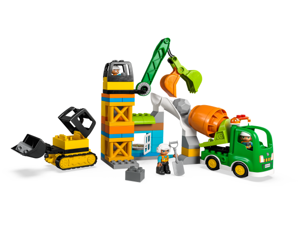 Lego Baustelle mit Baufahrzeugen Строительная площадка со строительной техникой