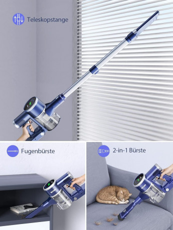 Laresar Laresar Akku-Hand-und Stielstaubsauger, 400,00 W, 33000PA Starke Saugleistung Staubsauger Kabellos, bis zu 55 Minuten Laufzeit, 1,2L Staubbehalter, fur Hartboden, Teppich, Tierhaare  Беспроводной ручной и стержневой пылесос Laresar, 400,00 Вт, сил