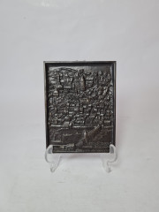 Декоративное панно винтажное MAG Geislingen/Stg, металлическое панно с объемным рельефным изображением г.Гейдельберг, 15,5 x 11,5 см, Германия, 1970-80гг.