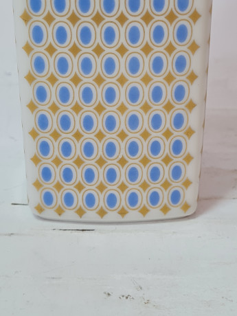 Ваза винтажная H&G Selb / Heirich Bavaria  вытянутой формы, с необычным голубо-золотистым узором, фарфор, 23 см, Германия, 1960-70гг.