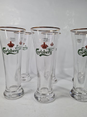 Бокалы пивные винтажные Carlsberg / Sahm, стекло, 0.2 л, 6 шт., 19 см, Германия, 1960-70гг.
