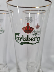 Бокалы пивные винтажные Carlsberg / Sahm, стекло, 0.2 л, 6 шт., 19 см, Германия, 1960-70гг.