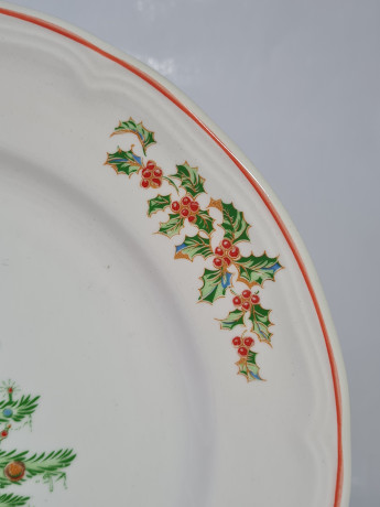 Набор тарелок винтажных "Рождественская елка", 6 шт., фарфор, 24.5 см, Италия, 1970-80гг.