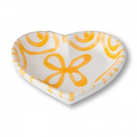 Gmundner Keramik Gmundner Keramik Gelbgeflammt Herzschale d: 10 cm / h: 2,4 cm Керамическая миска Gmundner с желтым пламенем в виде сердца d: 10 см / высота: 2,4 см