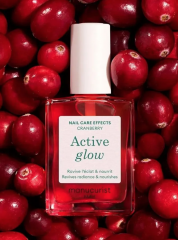 Manucurist Active Glow Cranberry, укрепляющий лак для ногтей с эффектом геля и глянцевого блеска, клюквенный красный, 15 мл