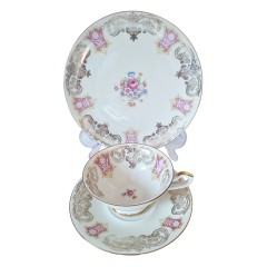 Чайное трио винтажное Seltmann Weiden с обильной позолотой и узорами, Германия, 1960-70гг.