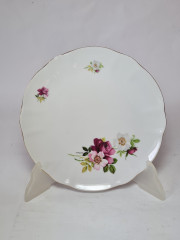 Чайное трио винтажное Winterling Schwarzenbach Bavaria, белый фарфор с ярким цветочным декором и позолоченным ободком, Германия, 1960-70гг.