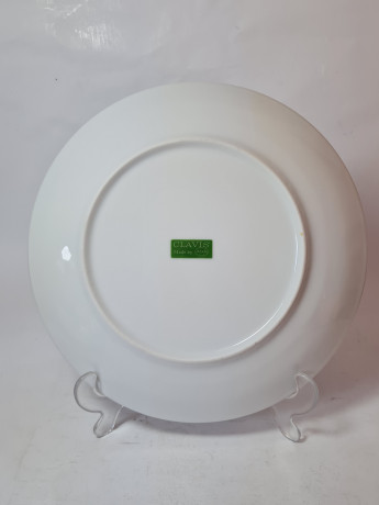 Декоративная тарелка винтажная Clavis Arzberg, белый фарфор с голубым декором "Рождественская елка", 25,5 x 3 см, Германия, 1960-70гг.