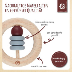 bieco Greifling Holz Natur Baby Beissring O 8cm Greifring mit Silikon Kugeln ab 0 M Beissringe Зажимное кольцо из натурального дерева