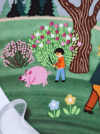 Тарелка декоративная винтажная Purfurst Hof Bavaria / Barbara Furstenhofer "Сцена из деревенской жизни", фарфор, 19,5 см, Германия, 1970-80гг.