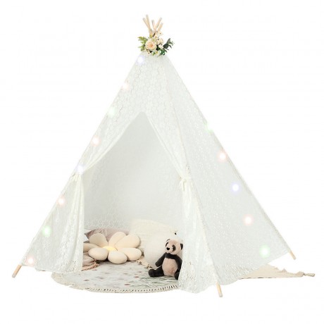 COSTWAY® Tipi Zelt Spielzelt mit Lichterketten 120x120x140cm Игровая палатка Типи с гирляндой 120x120x140см