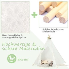 COSTWAY® Tipi Zelt Spielzelt mit Lichterketten 120x120x140cm Игровая палатка Типи с гирляндой 120x120x140см
