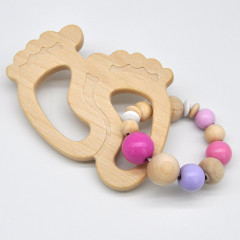 glucksWunder Holz Greifling Beissring Babyfusschen mit Geschenkverpackung Деревянное кольцо для прорезывания зубов детские ножки с подарочной коробкой