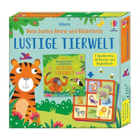 Usborne Verlag Mein buntes Memo und Bilderlotto: Lustige Tierwelt Моя красочная памятка и розыгрыш картинок: забавный животный мир