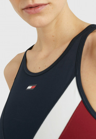 Tommy Hilfiger COLOUR-BLOCK Medium support sports bra desert sky COLOR BLOCK Спортивный бюстгальтер со средней поддержкой небо пустыни
