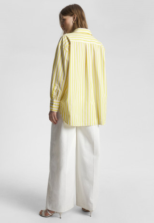 Tommy Hilfiger STRIPED ICON OVERSIZED SHIRT Button-down blouse banker vivid yellow РУБАШКА OVERSIZE STRIPED ICON Блузка на пуговицах банкир ярко-желтый