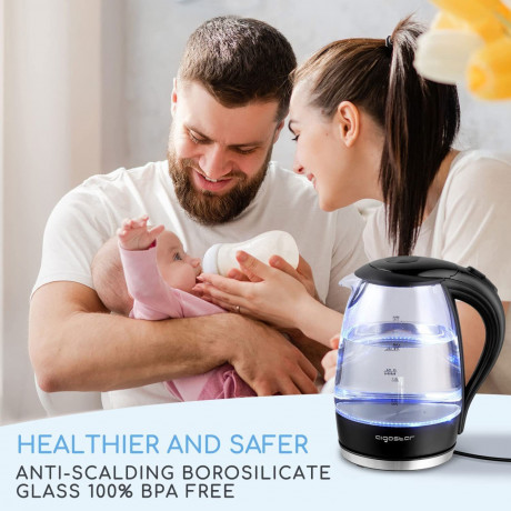 Aigostar Aigostar Wasserkocher Boro-Silikatglas, 1,7 l, 2200,00 W, Abschaltautomatik, Uberhitzungsschutz  Trockenkochschutz  Чайник Айгостар боросиликатное стекло, 1,7 л, 2200,00 Вт, автоматическое отключение, защита от перегрева, защита от выкипания