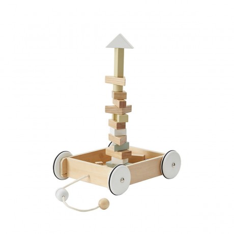 Kids Concept Holzbausteine im Nachziehwagen Bausteine Деревянные строительные блоки в тележке для строительных блоков