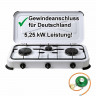 BlueCraft BlueCraft Gaskocher, (Gas-Kochfeld 3 flammen mit Schlauch und Druckminderer), Campingkocher 3-flammig, Gasherd 50 mbar fur Propan-Gas-Flasche  Газовая плита BlueCraft, (газовая плита 3 пламени со шлангом и редуктором давления), походная плита 3 