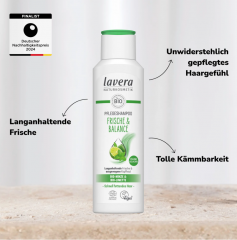 Lavera Shampoo Frische &amp; Balance, Лавера Шампунь Свежесть и Баланс с органической мятой и органическим лаймом  для жирных волос, 250 мл