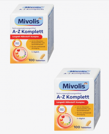 Mivolis A-Z Komplett Depot 2st, Комплексные витамины от А до Z Komplett Depot 2st, более 20 витаминов, 100 шт x 2 упаковки