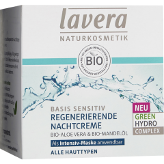 lavera Basis Sensitiv regenerierende Nachtcreme, Лавера Крем ночной регенерирующий с органическим алоэ вера и органическим миндальным маслом 50мл