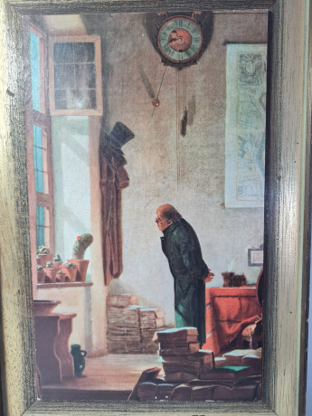 Картина винтажная "В квартире" Spitzweg, деревянная рама, 34,5 x 23,5 см, Германия, 1960-70гг.